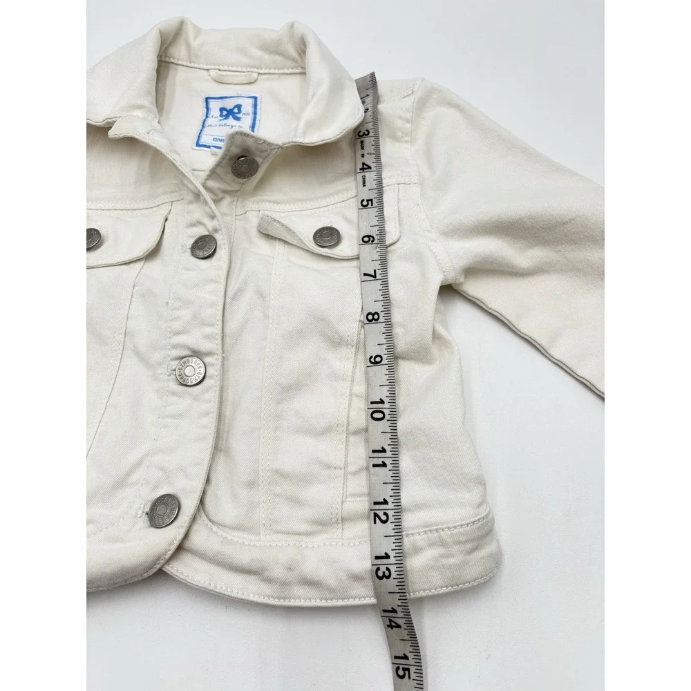Gymboree Girls Ivory Stretch Denim Jean Jacket Size S 5-6 Button Front